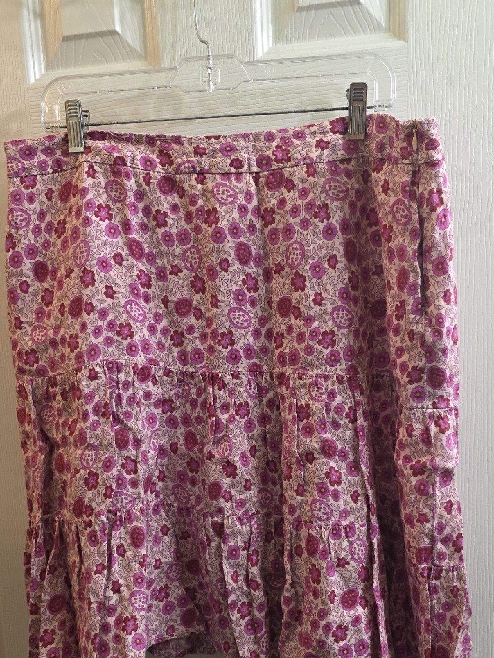 GAP Pink Floral Tiered Midi Skirt with Purple Accents Size 16